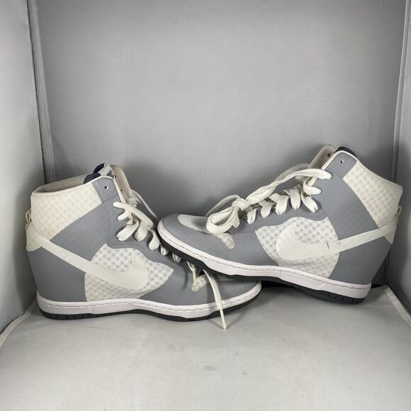 Nike Breathe White/Gray Dunk Sky Hi 2.0 Lace Up Wedge Sneakers Size 6 US - Picture 9 of 11